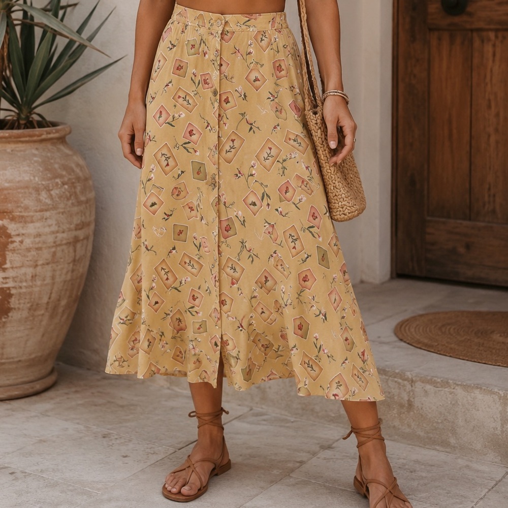 Vintage flower print skirt size large